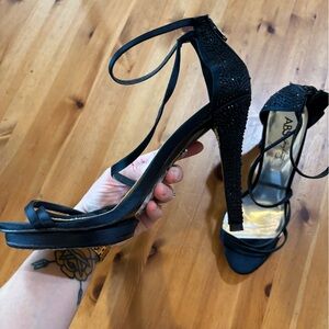 ABS Allen Schwartz Black Strappy Heels